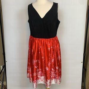Rosegal red and black holiday sleeveless Christmas dress, Size Large (14)